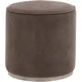 Vale 19" Round Ottoman in Mulberry Fabric & Gray Wood